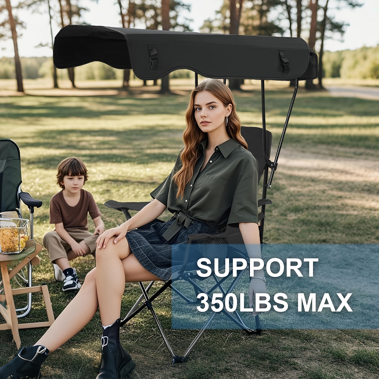 Fishing Equipment Holder - Camping Chairs, with Sunshade Canopy, Heavy-duty