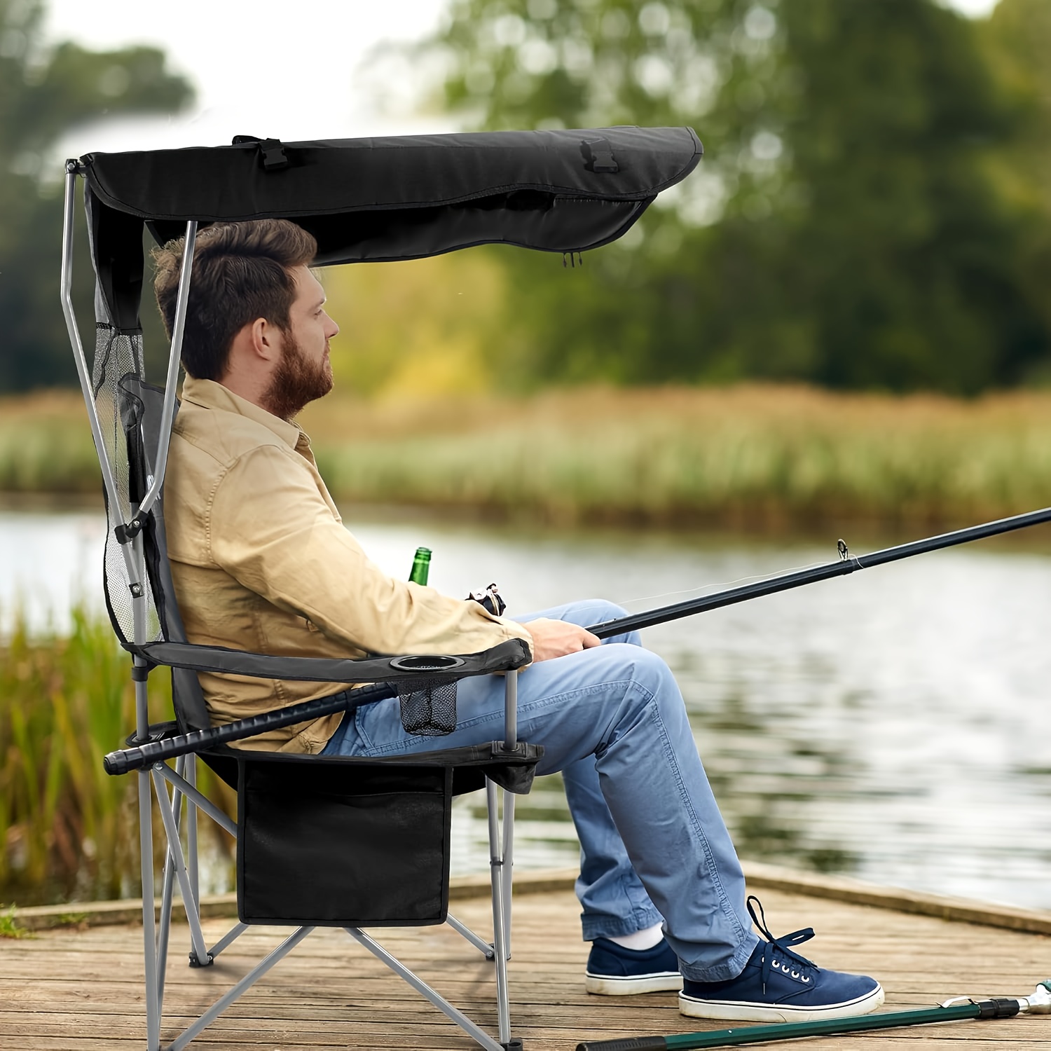 Camping Chairs, with Sunshade  – Fishing Equipment Holder Bewertung und Preis