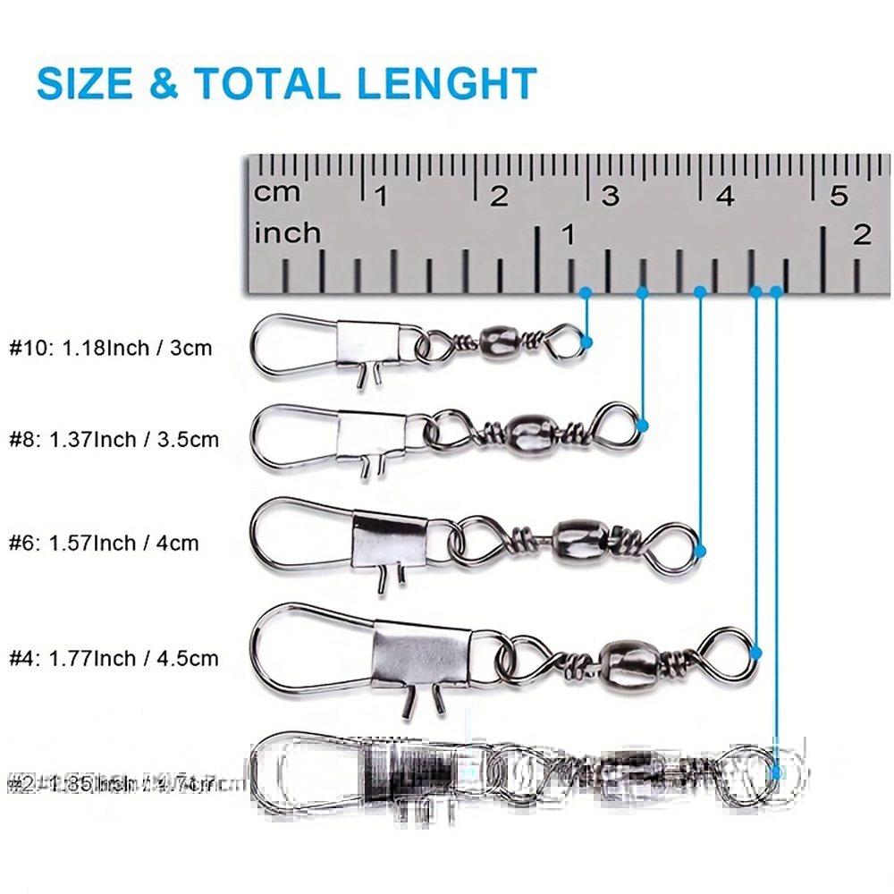 100Pcs/Lot 4#6#8#10#12# Swivel – Fishing Equipment Used Bewertung und Preis
